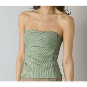 NANETTE LEPORE Striped TRELLIS Bustier TOP Corset BACK Zip RUCHING Sides  ( 4 )